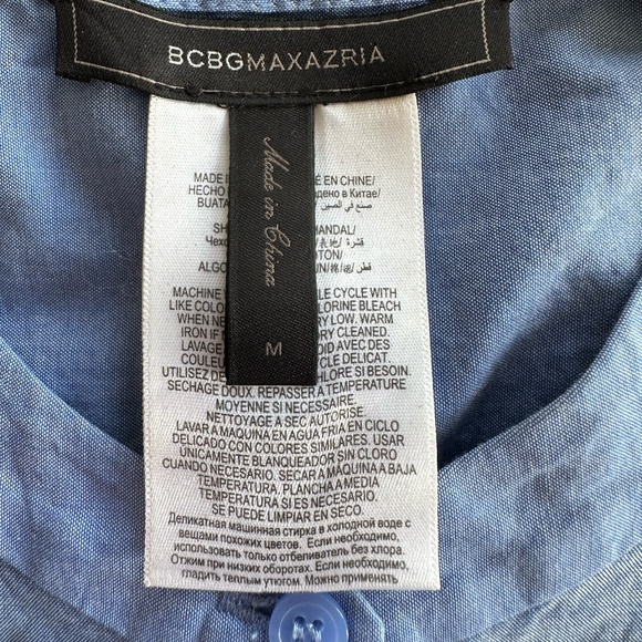 BCBG MaxAzria Jordin  Sleeveless Peplum Button-up Dress Shirt Size M - Picture 2 of 6